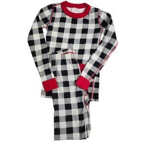 Hanna Anderson kids unisex Buffalo Plaid‎ 2 piece pajamas set Sz 8